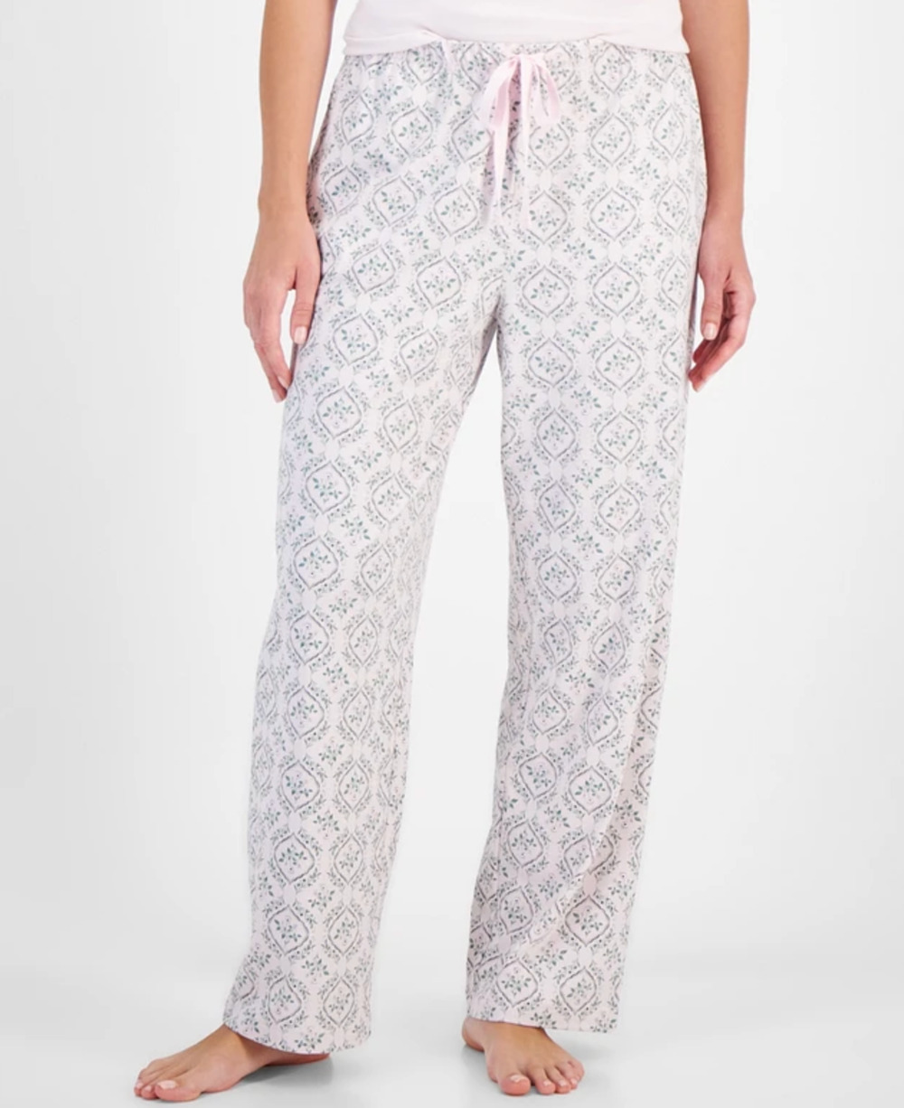 Charter Club Women's Pajama Pants XXL Wallpaper Floral Pink Drawstring Sleep Pjs